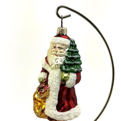 649 Vintage Whitehurst Glass Santa with Tree Ornament