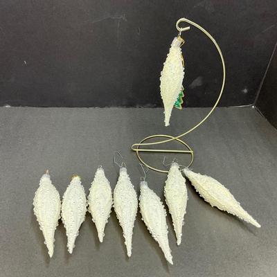 650 Lot of 8 Whitehurst Glass Teardrop Ornaments with Water Look