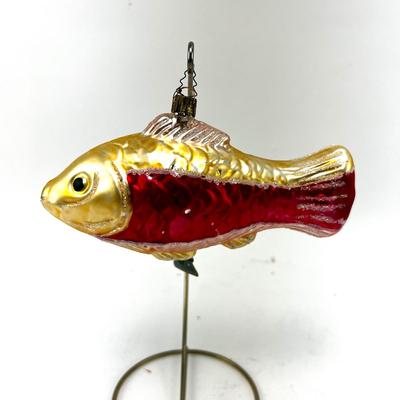 655 Large Glass 6" Whitehurst Red Fish Ornament