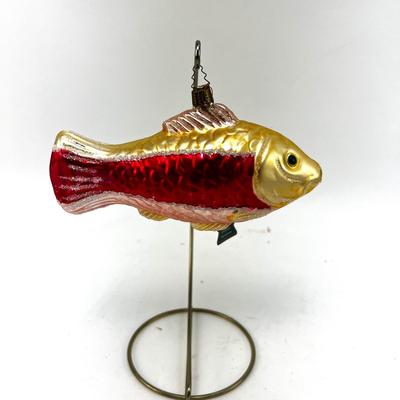 655 Large Glass 6" Whitehurst Red Fish Ornament