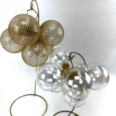 657 Large lot of Silver and Gold Glass Balls with Tree Topper