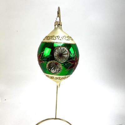 659 Handpainted Glass Blown Poinsettia  Design Starburst Ornament