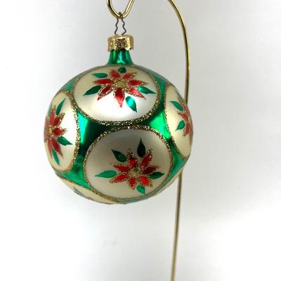 660 Large 4" Pointsettia Handpainted Glass Ball and Teardrop Ornaments