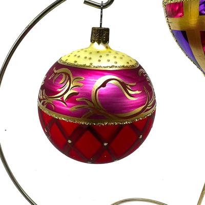 661 Purple,Pink Teardrop and Ball Glass Blown Ornaments