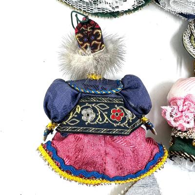 664 Set of 11 4" Handmade Russian Doll Ornaments