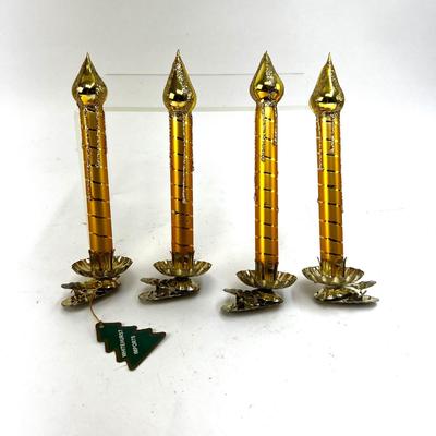665 Set of 4 Handblown Whitehurst Glass Clip on Candle Ornaments