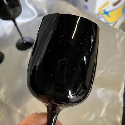 Vintage Black Glass Wine Glasses