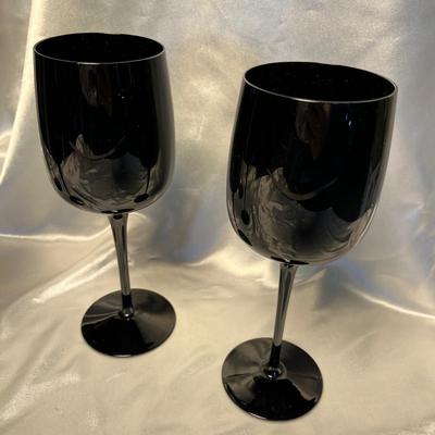 Vintage Black Glass Wine Glasses