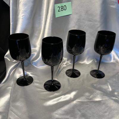 Vintage Black Glass Wine Glasses
