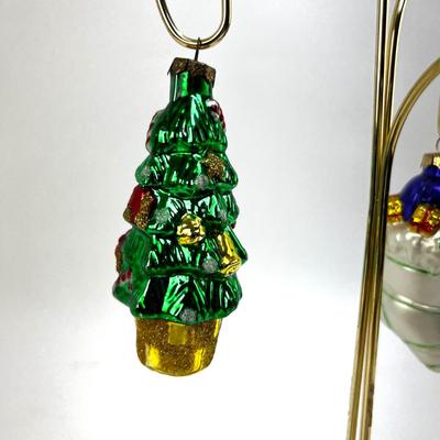 671 Two Christmas Tree and Stocking Glass Ornaments