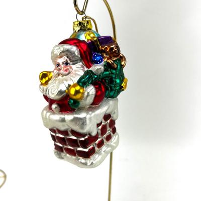 680 Large 5" Christopher Radko Santa in Chimney Glass Ornament
