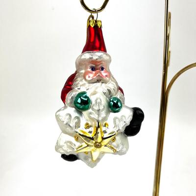 686 Two Glass Santa Ornaments