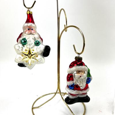 686 Two Glass Santa Ornaments