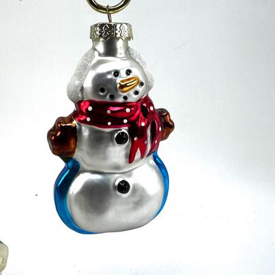 687 Lot of Three Glass Snowmen Ornaments