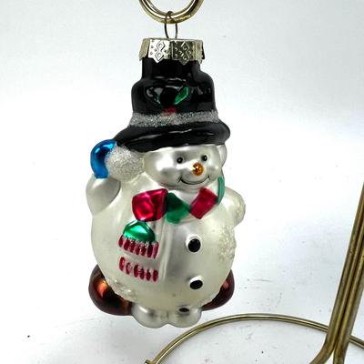 687 Lot of Three Glass Snowmen Ornaments
