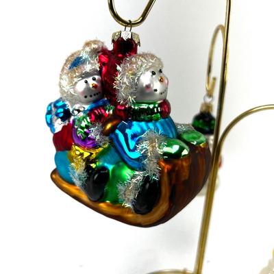 688 Set of Three Glass Snowmen Ornaments Fitz and Floyd