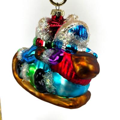 688 Set of Three Glass Snowmen Ornaments Fitz and Floyd