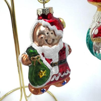 690 Lot of 4 Glass Ornaments Gingerbread and Mushrooms