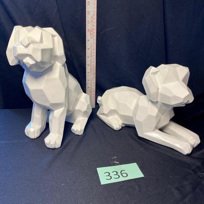 Cubist White Dog Figures