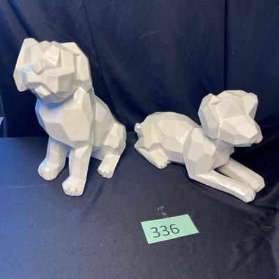 Cubist White Dog Figures