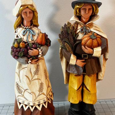 Pair of Pilgrims Statues Made of Resin