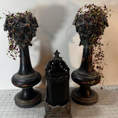 Decorative Candle Holders and a Lidded Jar