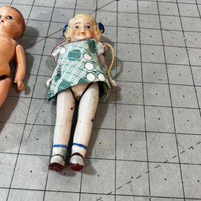 2 Small Antique Dolls; Effeenbee Pasty and a Porcelain 