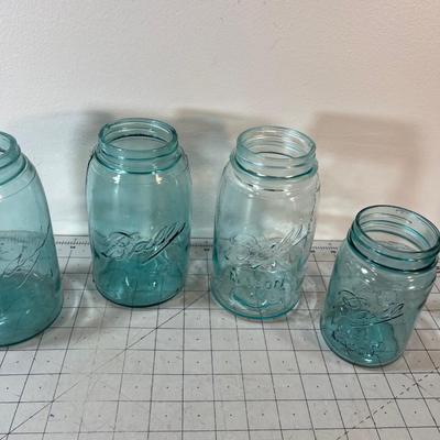 Antique Ball Mason Jars (4) Blue 