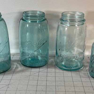 Antique Ball Mason Jars (4) Blue 