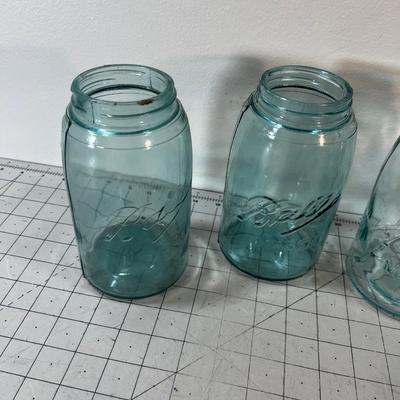 Antique Ball Mason Jars (4) Blue 