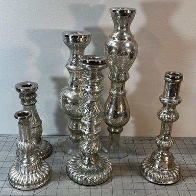 Mercury Glass Candle Sticks  