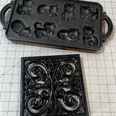 kitty Cat Corn Bread Pan, Cast Iron