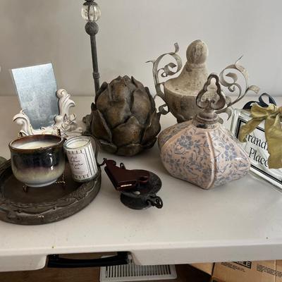 Super Lot of Decorative Items: Artichoke, Candle Stick, Frame etc. 