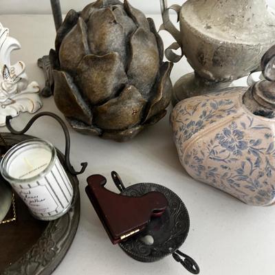 Super Lot of Decorative Items: Artichoke, Candle Stick, Frame etc. 