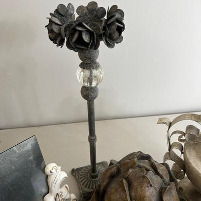 Super Lot of Decorative Items: Artichoke, Candle Stick, Frame etc. 