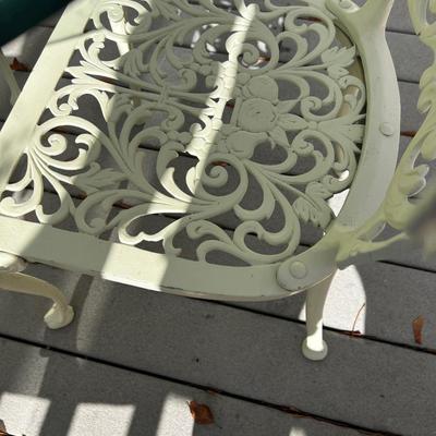 BUTTER Iron Decorative Ornate Table and 6 Chairs with Glass Top Table