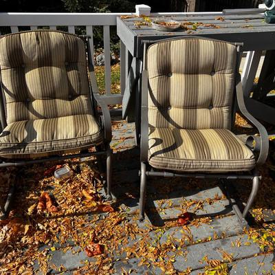 2 Brown Metal Rockers with Cushions