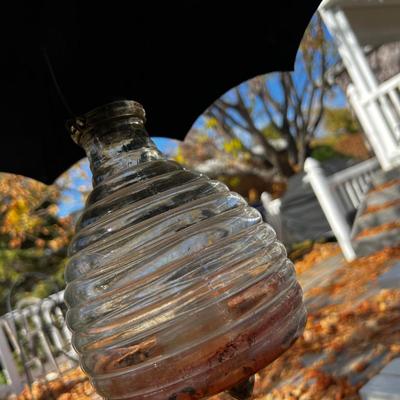 2 Glass Feeders or Bug catchers, Plus metal sunflower