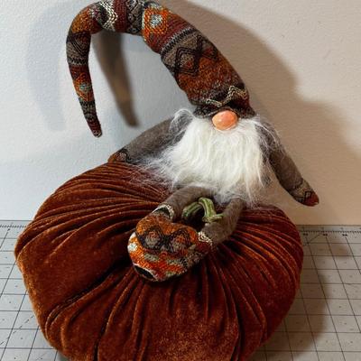Autumn Gnome and a Pumpkin Plushie 