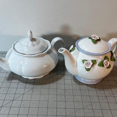 Tea Pots  (2) White and Rose