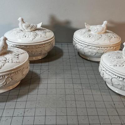4 Pheasant Covered Smaller Tureen Cover Dishes