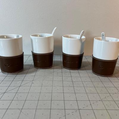 Incredible LEXUS Tea Cup with Leather Cozy and Ceramic Spoon 