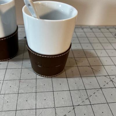 Incredible LEXUS Tea Cup with Leather Cozy and Ceramic Spoon 