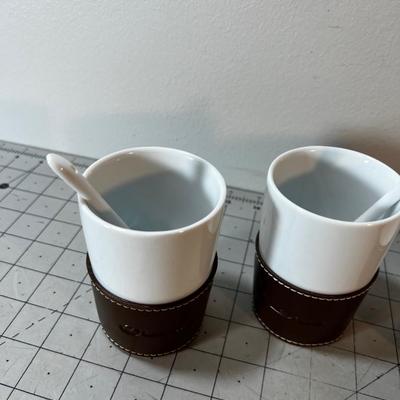Incredible LEXUS Tea Cup with Leather Cozy and Ceramic Spoon 