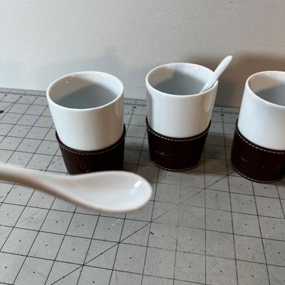 Incredible LEXUS Tea Cup with Leather Cozy and Ceramic Spoon 