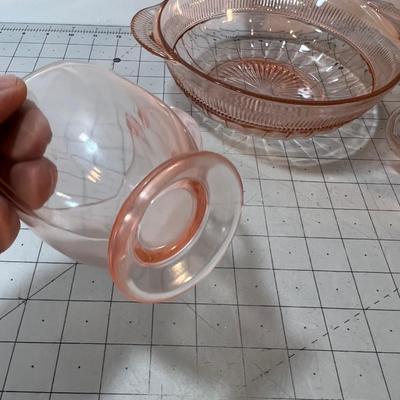 3 Pieces of Pink Depression Glass 