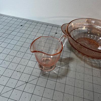 3 Pieces of Pink Depression Glass 