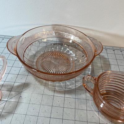 3 Pieces of Pink Depression Glass 