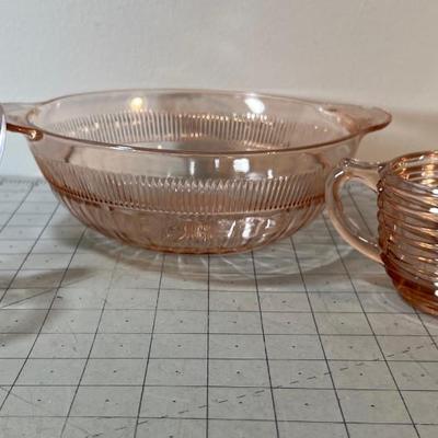 3 Pieces of Pink Depression Glass 