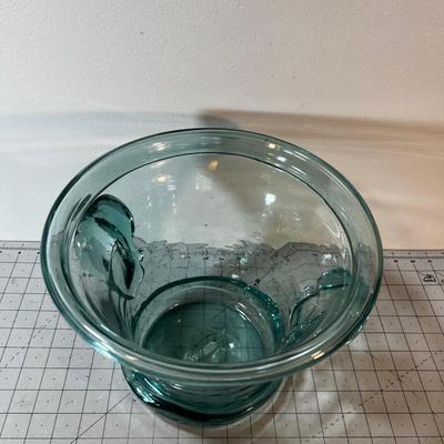 Large Blueish Hand Blown Planter OR Ice Bucket